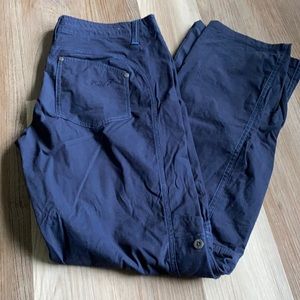Navy blue Kuhl straight leg pants.